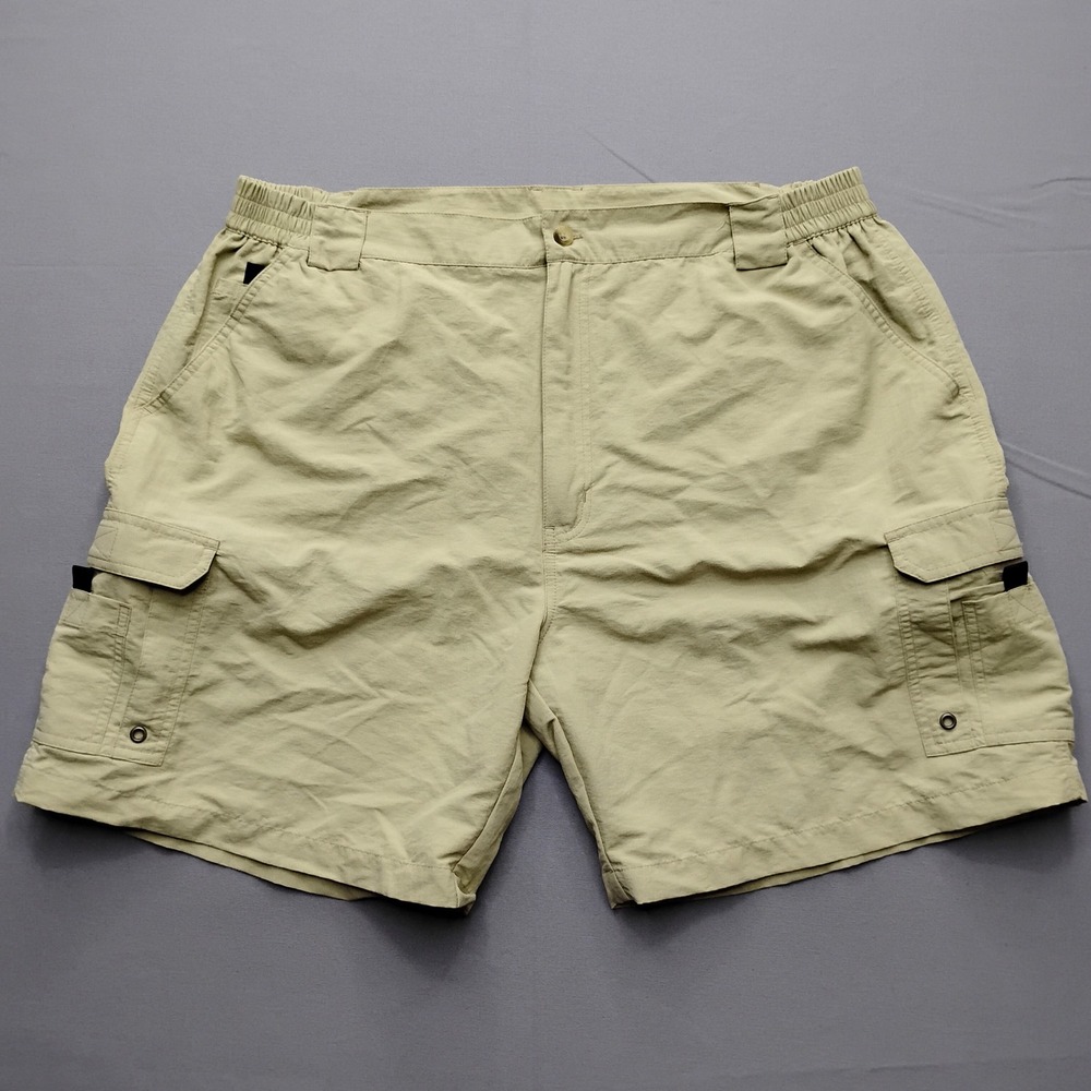 World Wide Sportsman Mens Cargo Fishing Shorts Khaki Tan Size 42 Nylon Hiking